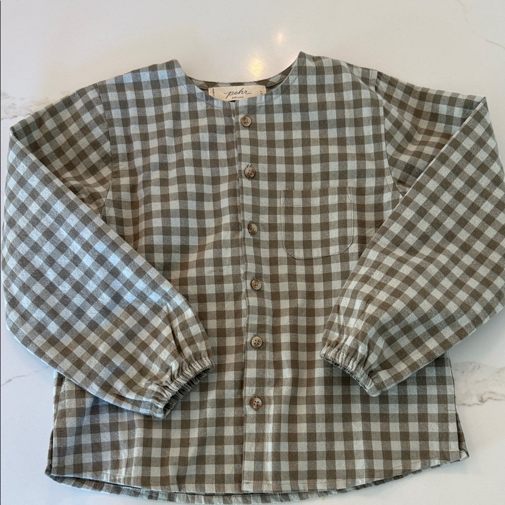 Pehr Plaid Kids Shirt - Brownish blue/green 5t